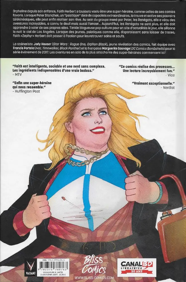 Verso de l'album Faith Tome 1 À la conquête d'Hollywood