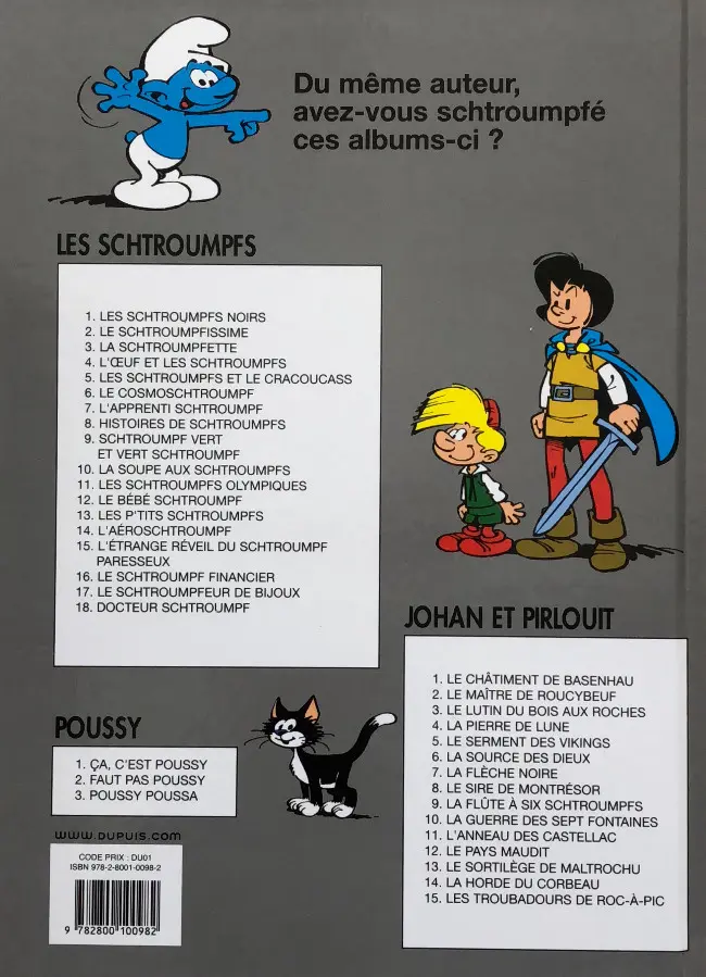 Verso de l'album Johan et Pirlouit Tome 4 La pierre de Lune