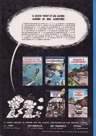 Verso de l'album Spirou et Fantasio Tome 1 4 aventures de Spirou ...et Fantasio