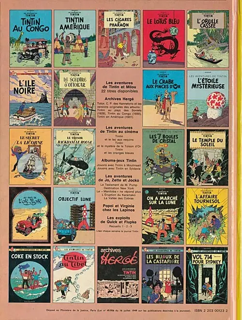 Verso de l'album Tintin Tome 9 Le crabe aux pinces d'or
