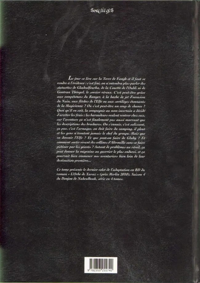 Verso de l'album Le Donjon de Naheulbeuk Tome 13 Quatrième saison, partie 4
