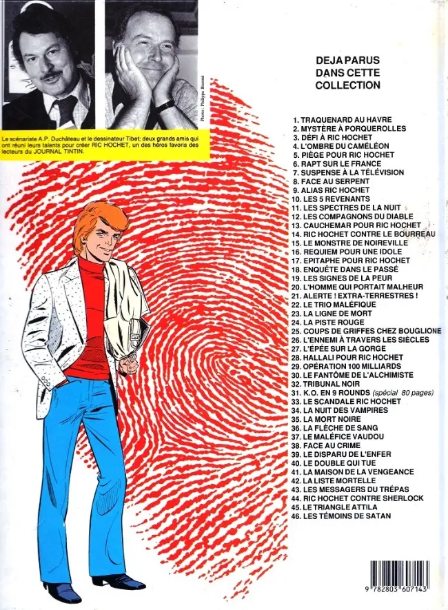 Verso de l'album Ric Hochet Tome 46 Les témoins de Satan