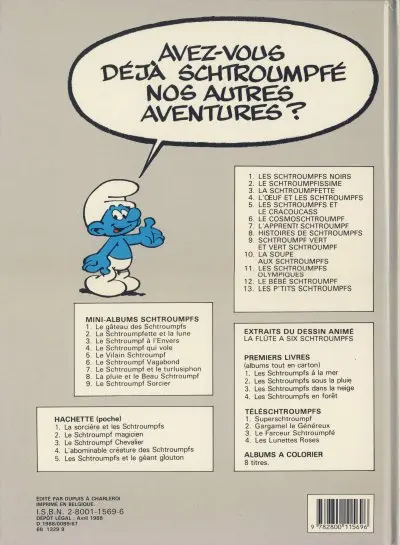 Verso de l'album Les Schtroumpfs Tome 13 Les p'tits schtroumpfs