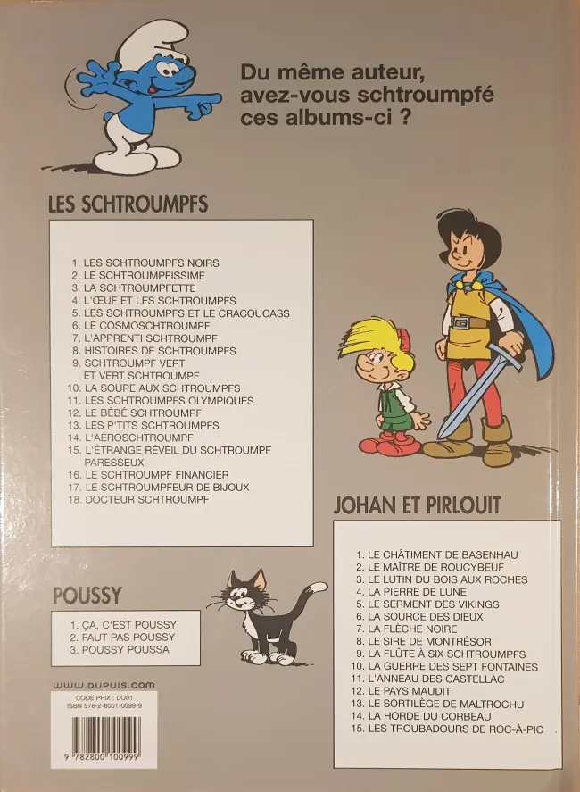 Verso de l'album Johan et Pirlouit Tome 5 Le Serment des Vikings