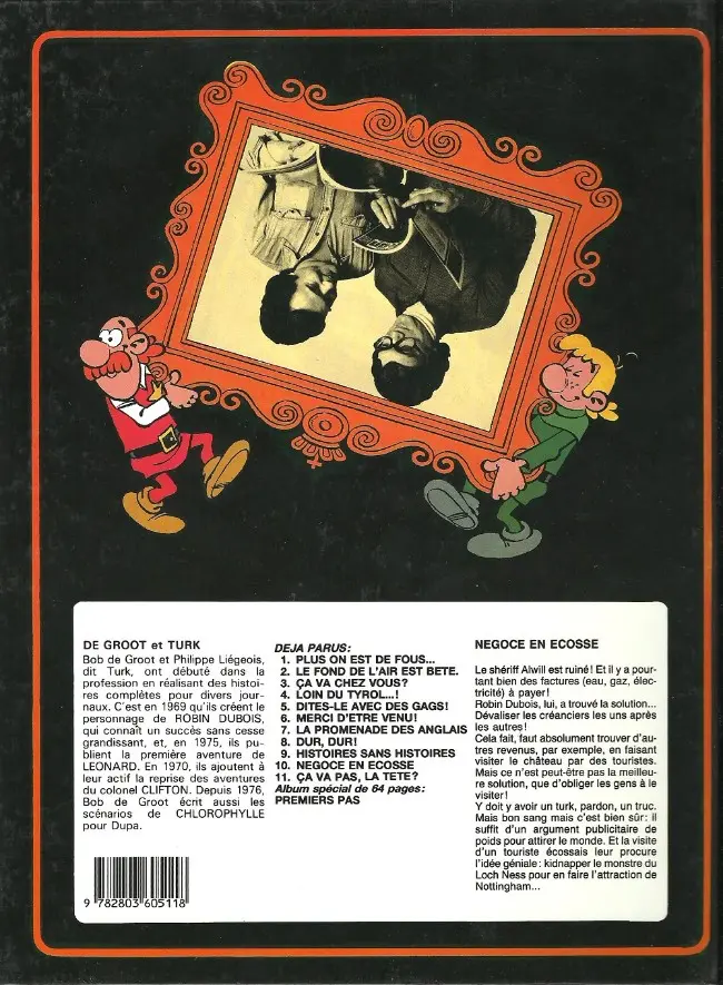 Verso de l'album Robin Dubois Tome 10 Négoce en Écosse
