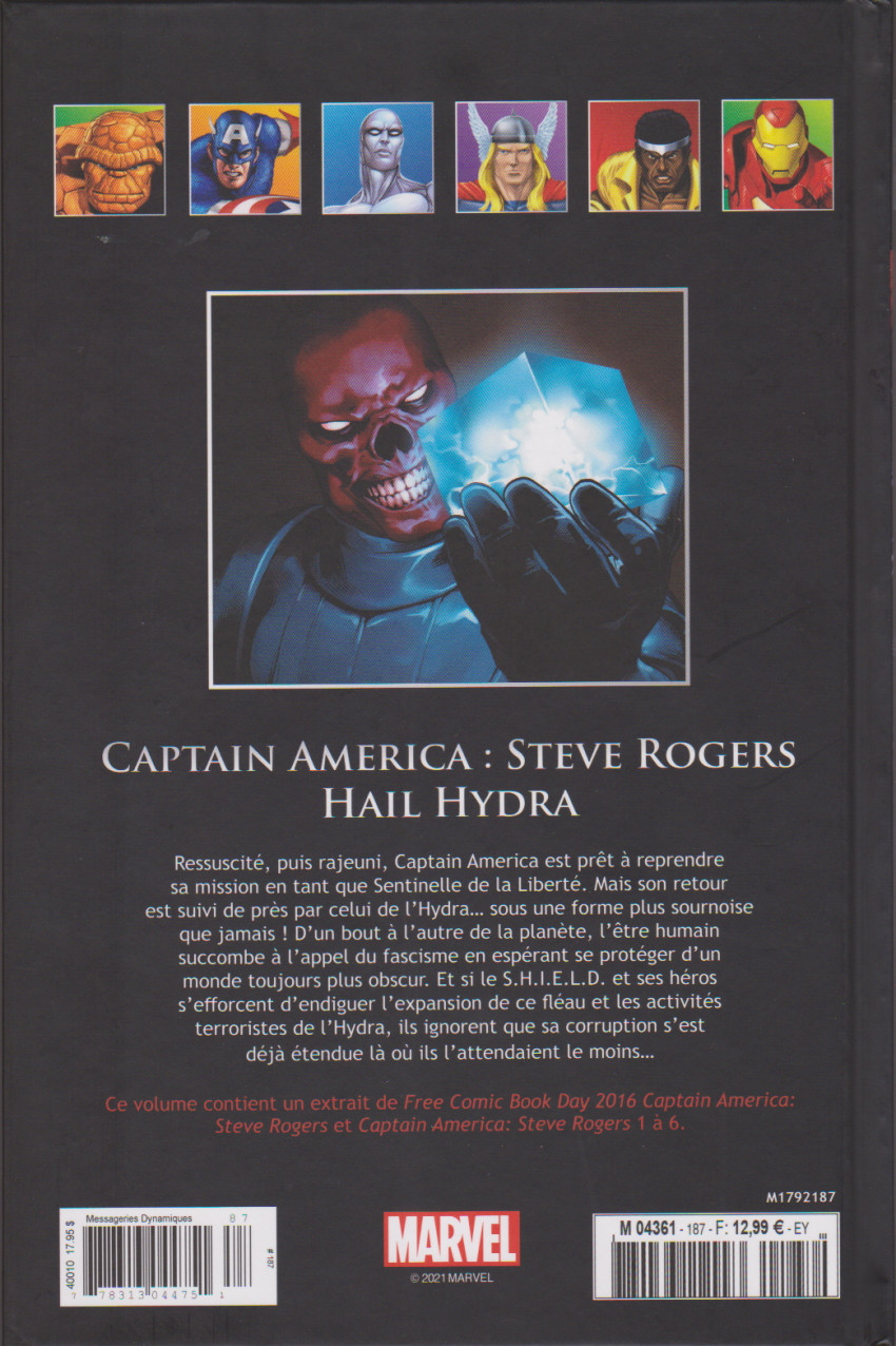 Verso de l'album Marvel Comics - La collection de référence Tome 187 Captain America : Steve Rogers Hail Hydra