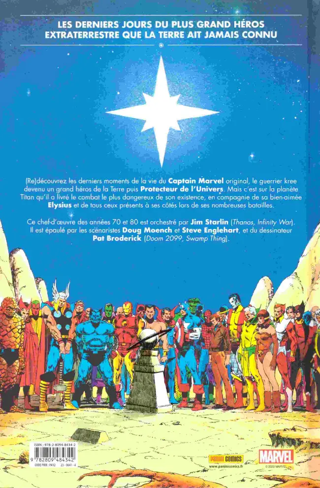 Verso de l'album La mort de Captain Marvel