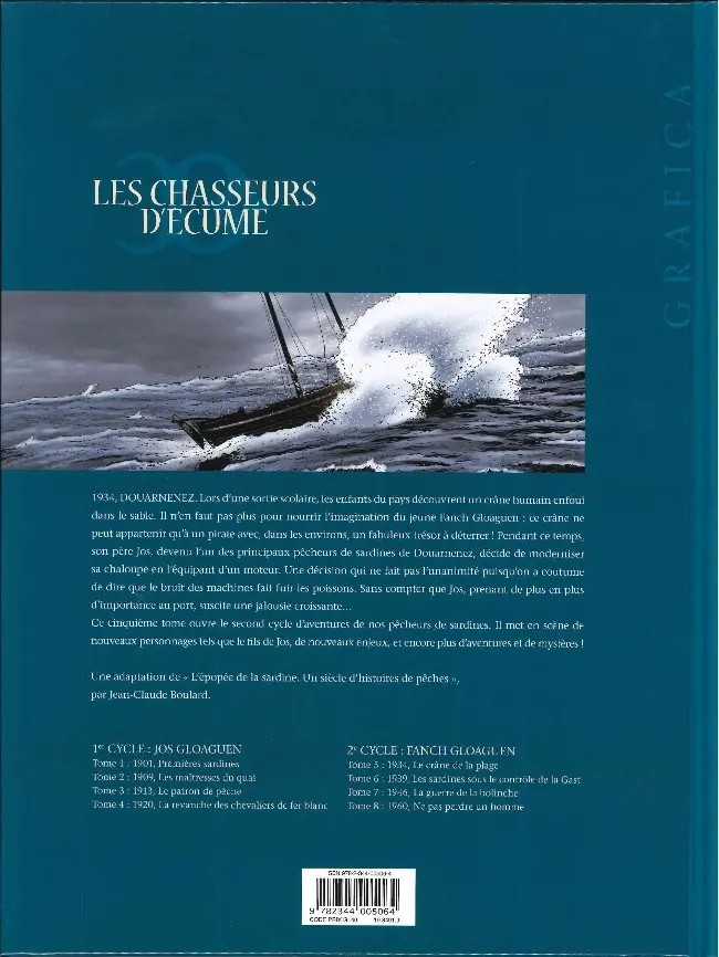 Verso de l'album Les Chasseurs d'écume Tome 5 1934, le crâne de la plage