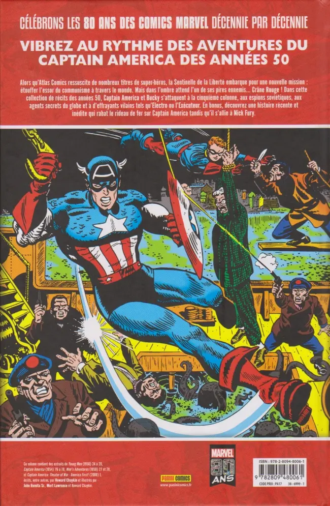 Verso de l'album Décennies - Marvel dans les années ... Années 50 - Captain America : la Légende