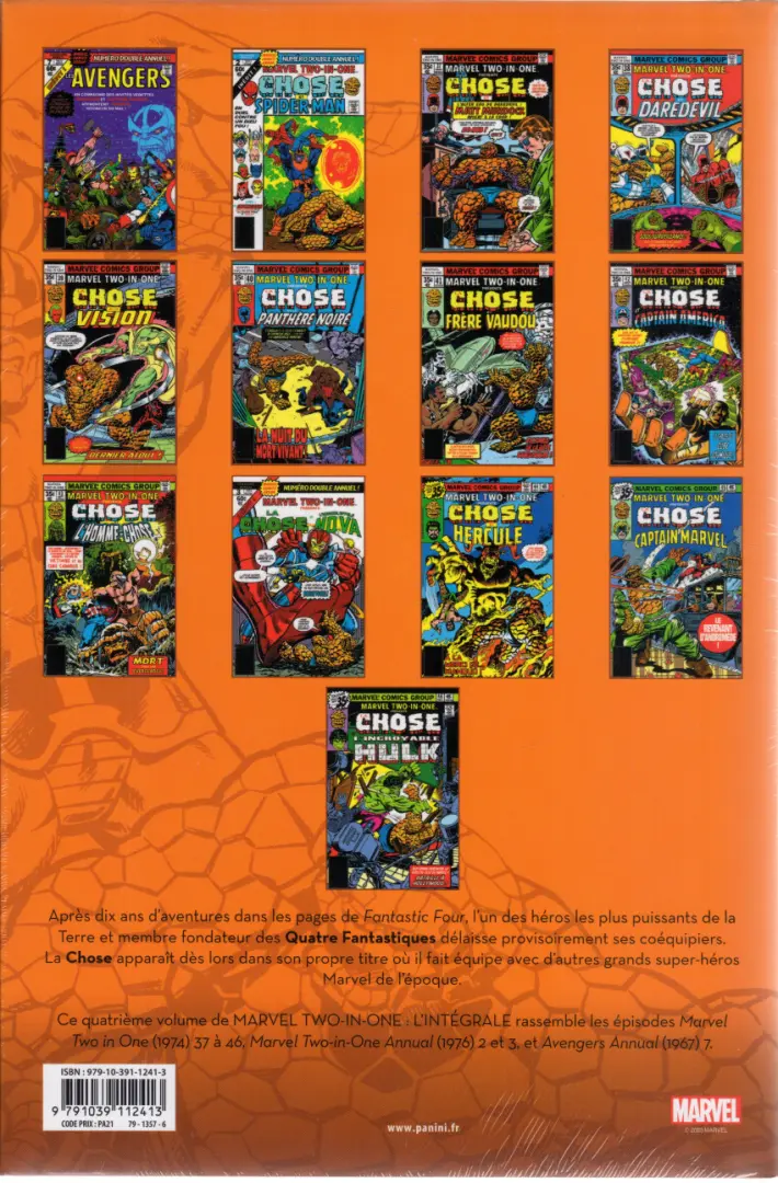 Verso de l'album Marvel Two-in-One - L'intégrale Tome 4 Chose et Spider-Man - 1978