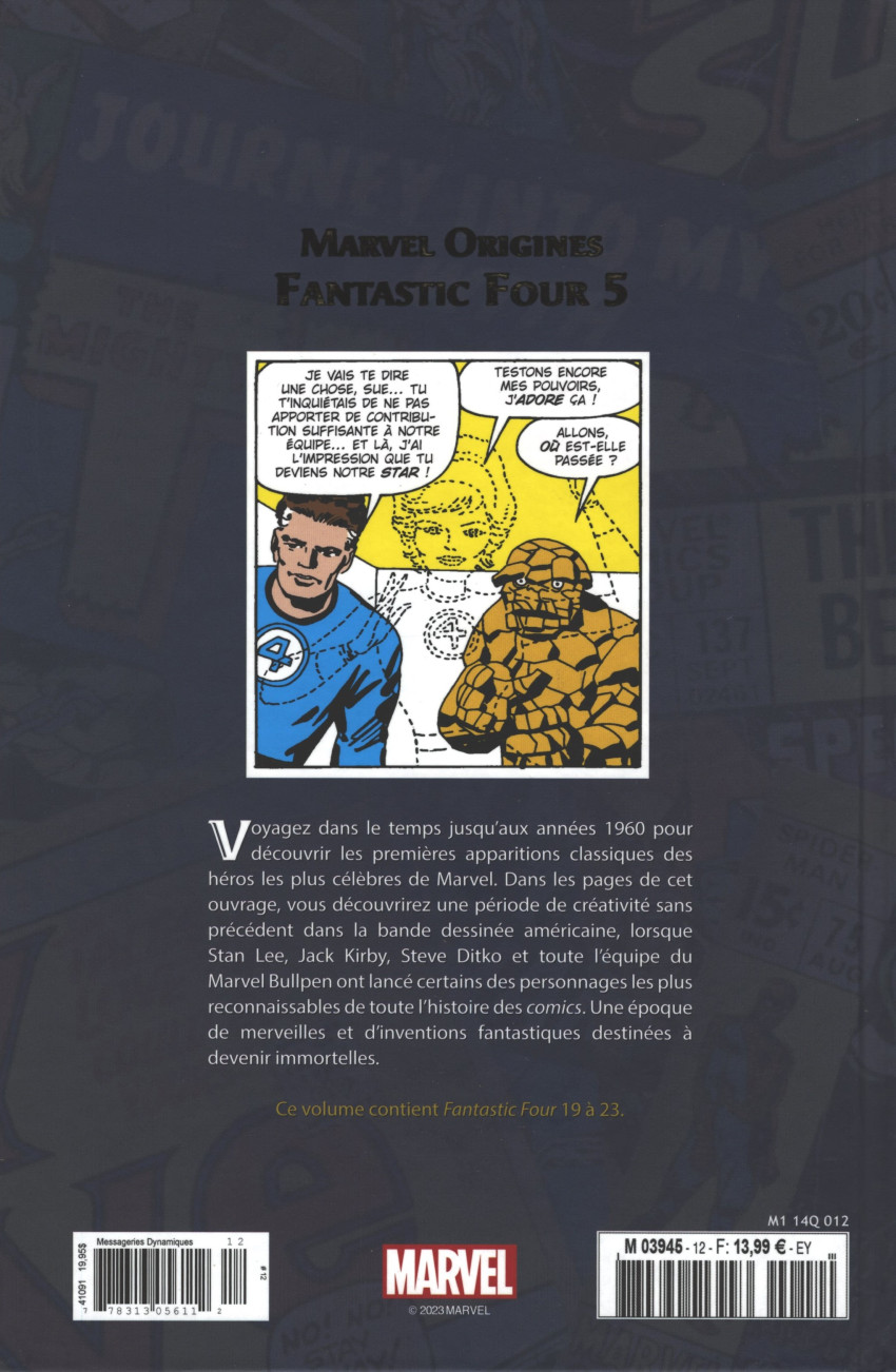 Verso de l'album Marvel Origines N° 12 Fantastic Four 5 (1964)