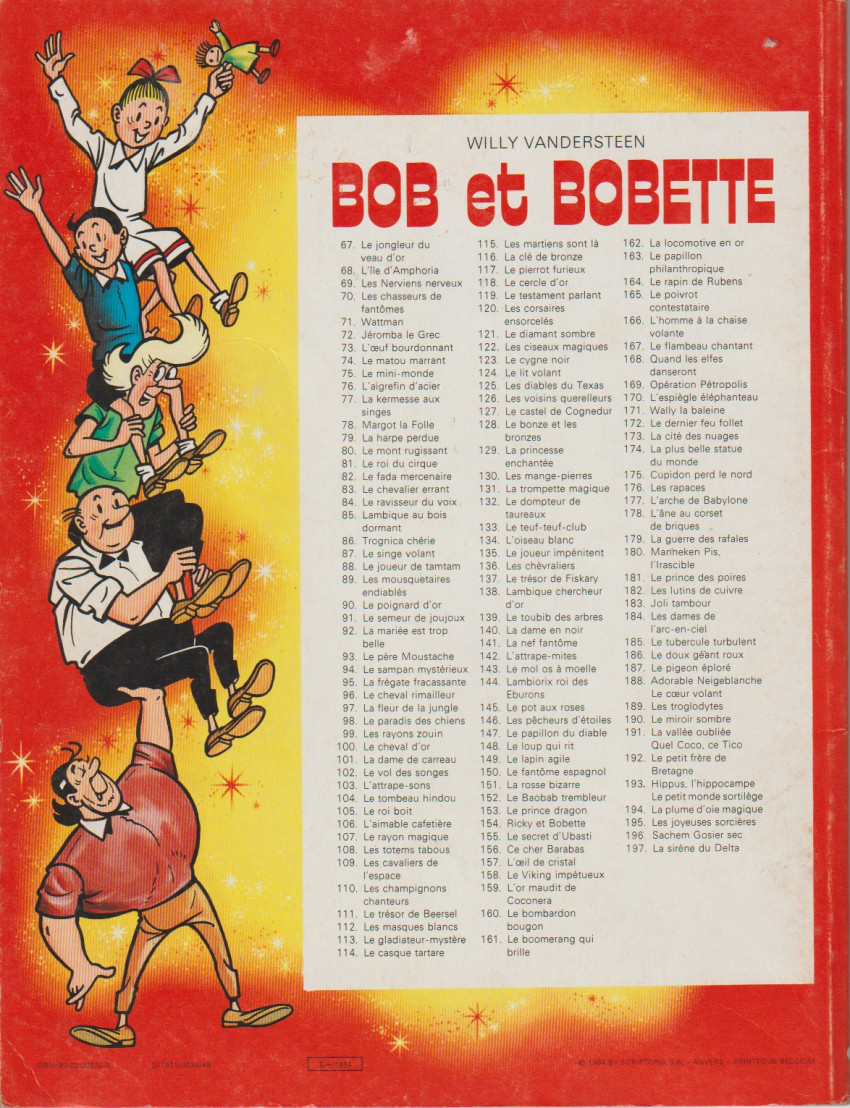 Verso de l'album Bob et Bobette Tome 118 le cercle d'or