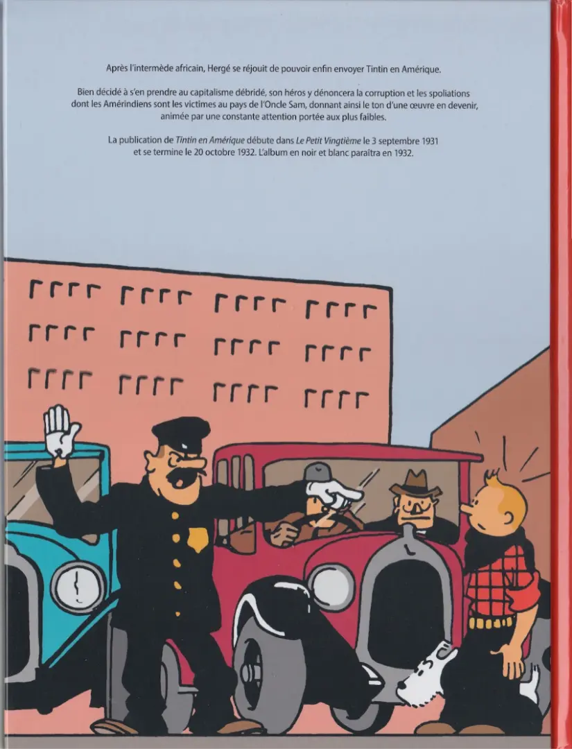 Verso de l'album Tintin Tome 3 Tintin en Amérique