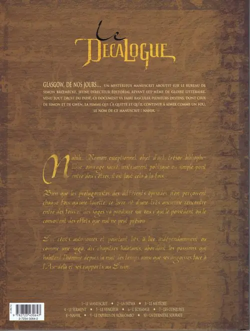 Verso de l'album Le Décalogue Tome 1 Le manuscrit
