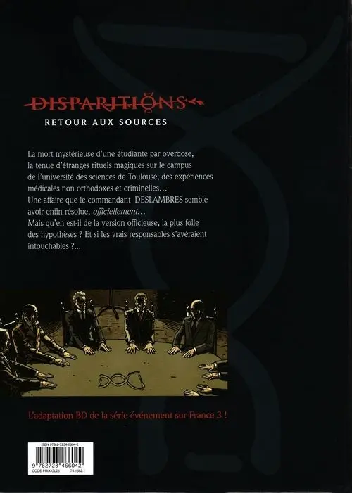 Verso de l'album Disparitions Tome 4 Retour aux sources IV