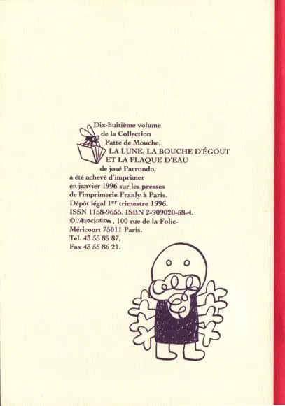Verso de l'album La Lune, la bouche d'égout et la flaque d'eau