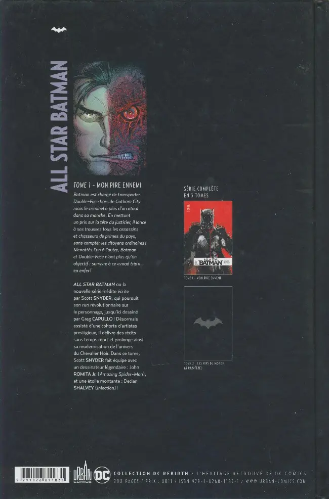 Verso de l'album All Star Batman Tome 1 Mon pire ennemi