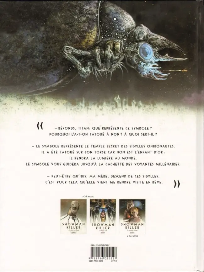 Verso de l'album Showman Killer Tome 2 L'enfant d'or
