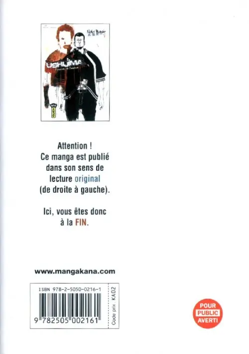 Verso de l'album Ushijima - L'usurier de l'ombre 1
