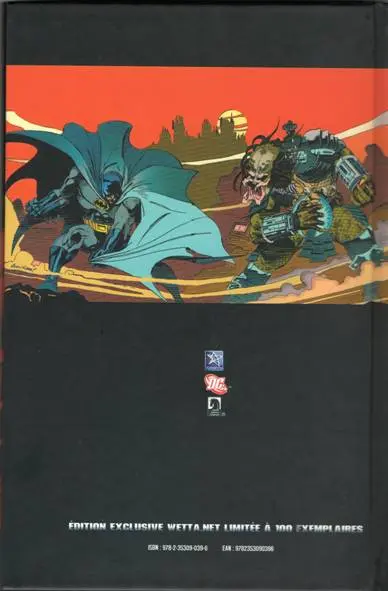 Verso de l'album Batman versus Predator Tome 1 Batman versus Predator (édition exclusive)