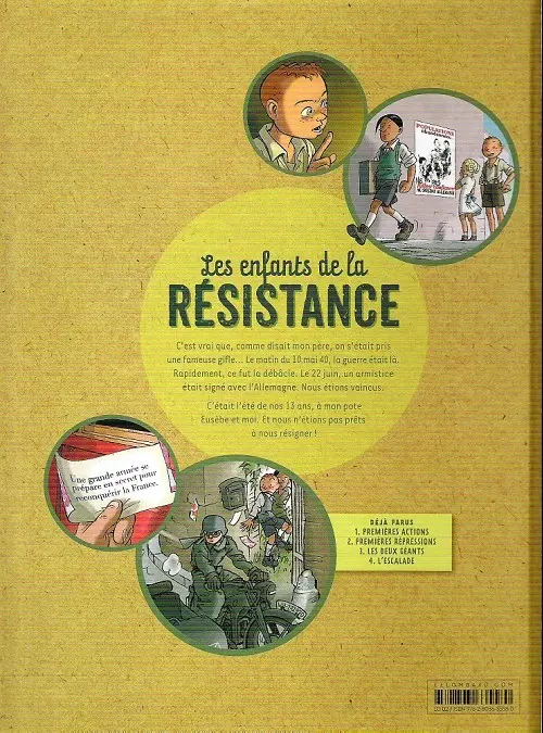 Verso de l'album Les Enfants de la Résistance Tome 1 Premières actions