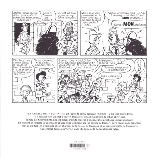 Verso de l'album Johan et Pirlouit Tome 10 La guerre des 7 fontaines
