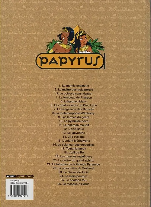 Verso de l'album Papyrus Tome 4 Le Tombeau de Pharaon