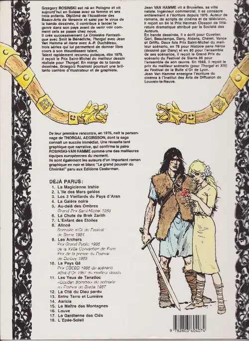 Verso de l'album Thorgal Tome 5 Au-delà des ombres