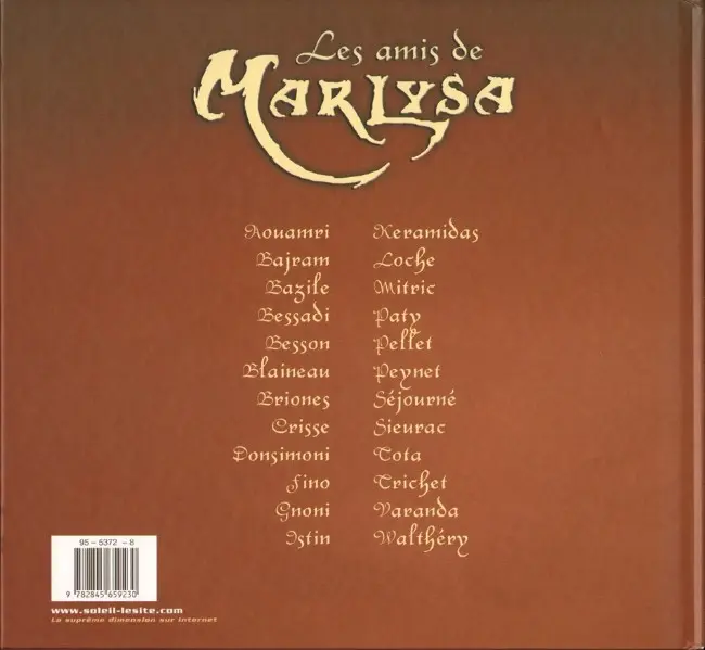 Verso de l'album Marlysa Les amis de Marlysa