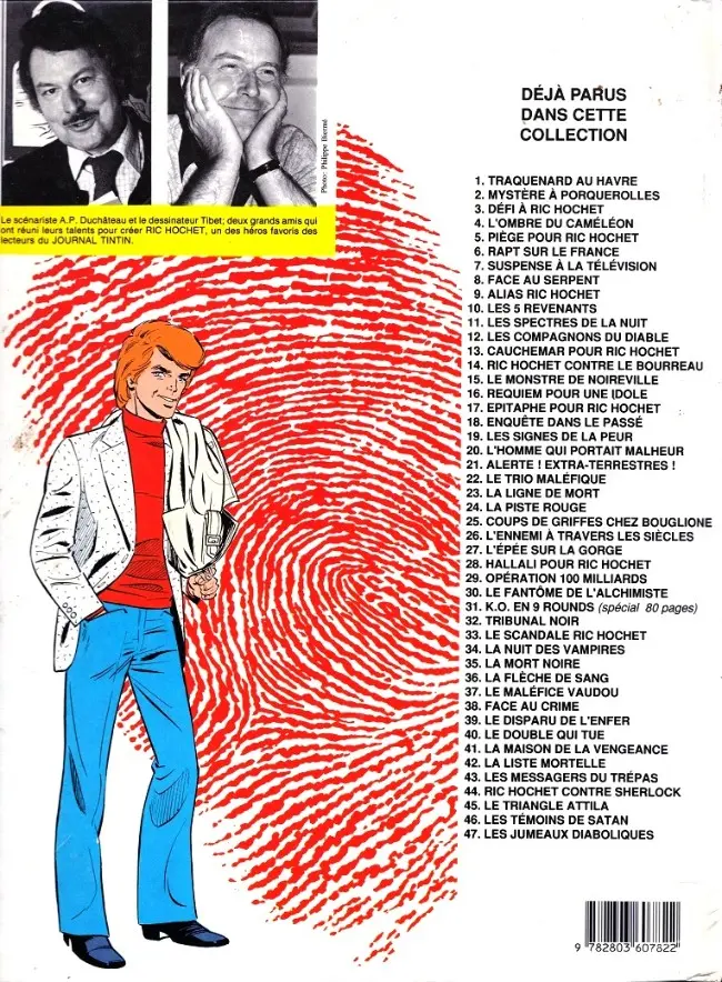 Verso de l'album Ric Hochet Tome 47 Les jumeaux diaboliques