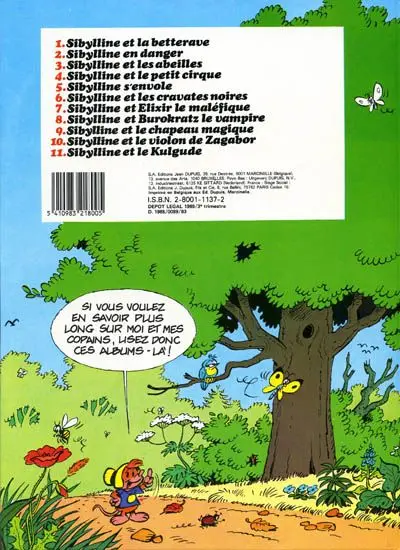 Verso de l'album Sibylline - Dupuis Tome 11 Sibylline et le Kulgude
