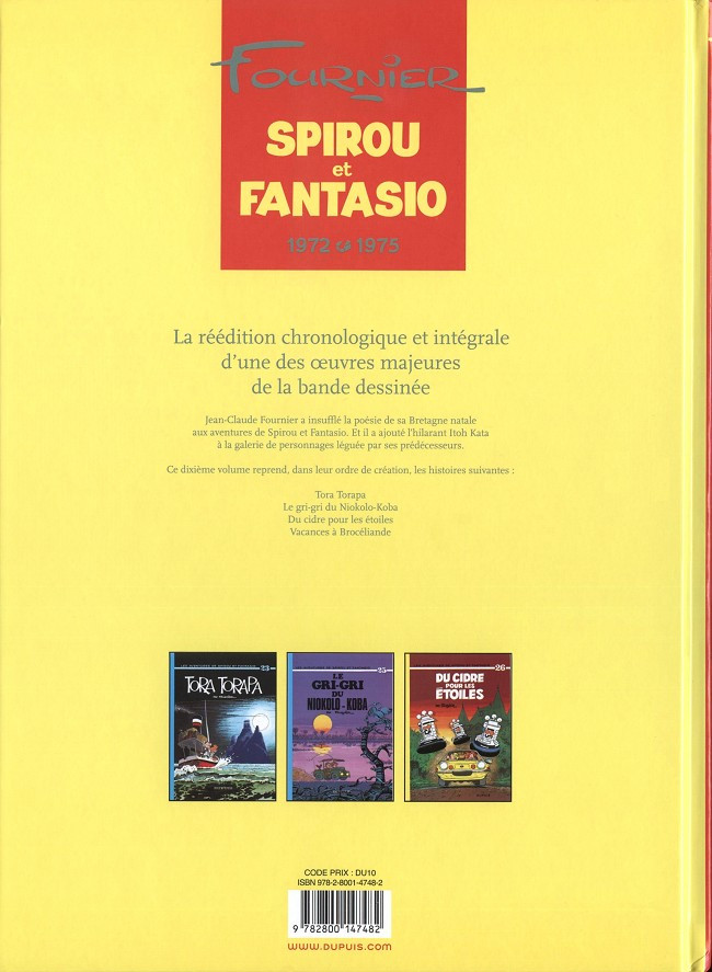 Verso de l'album Spirou et Fantasio - Intégrale Dupuis 2 Tome 10 1972-1975