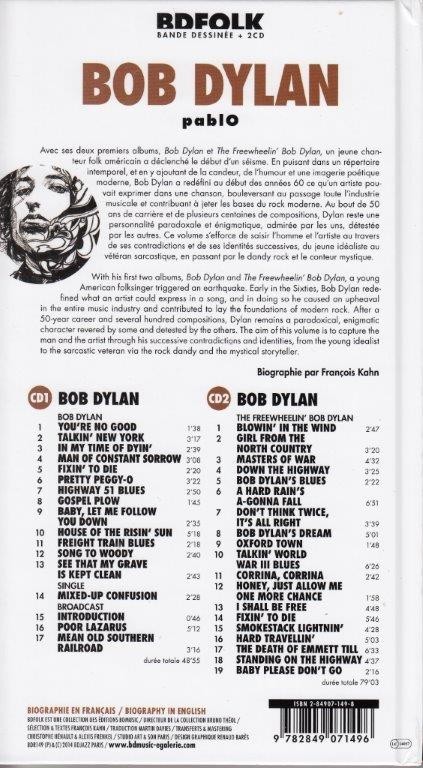 Verso de l'album BD Folk Bob Dylan