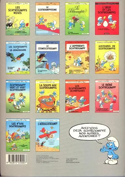 Verso de l'album Les Schtroumpfs Tome 14 L'aéroschtroumpf