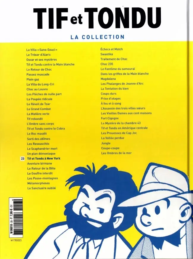 Verso de l'album Tif et Tondu La collection Tome 23 Tif et Tondu à New York