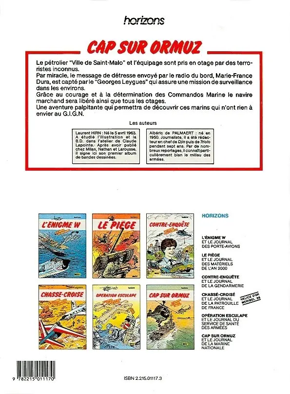 Verso de l'album Cap sur Ormuz et le Journal de la Marine nationale