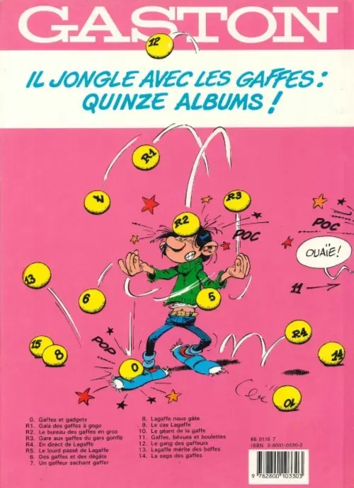 Verso de l'album Gaston Tome 11 Gaffes, bévues et boulettes