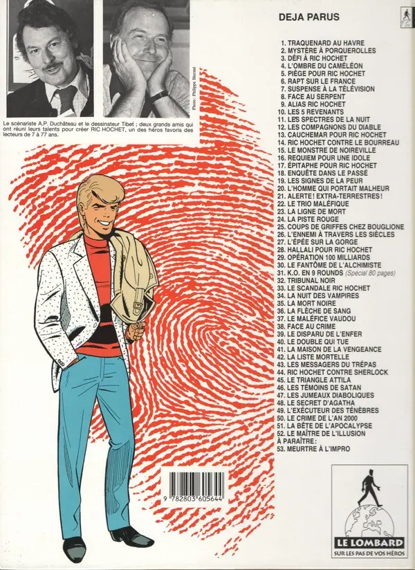 Verso de l'album Ric Hochet Tome 42 La liste mortelle