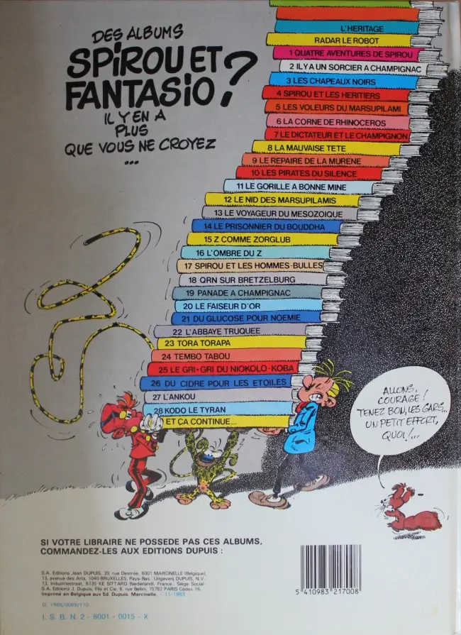Verso de l'album Spirou et Fantasio Tome 13 Le voyageur du mésozoïque