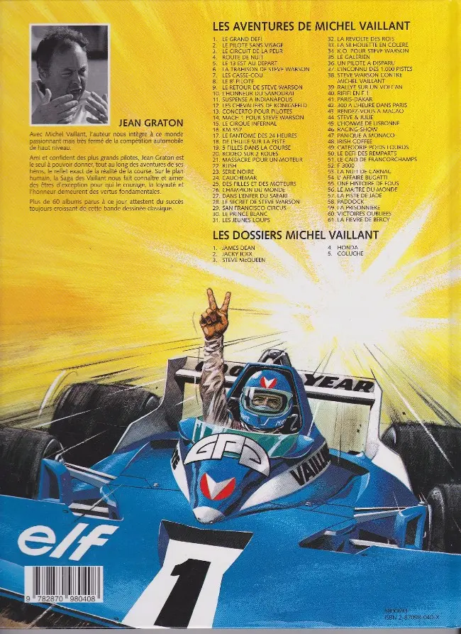 Verso de l'album Michel Vaillant Tome 13 Concerto pour pilotes