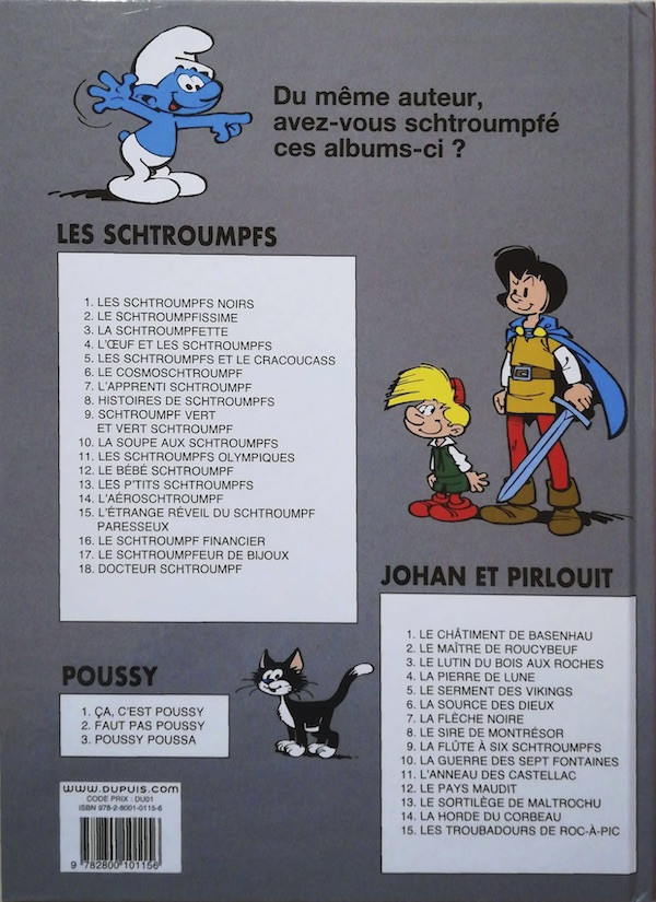 Verso de l'album Les Schtroumpfs Tome 8 Histoires de schtroumpfs