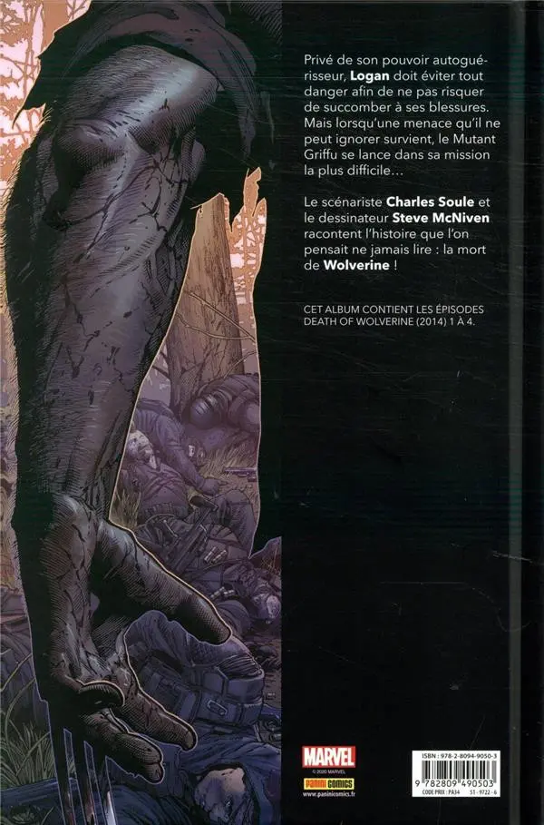 Verso de l'album La Mort de Wolverine
