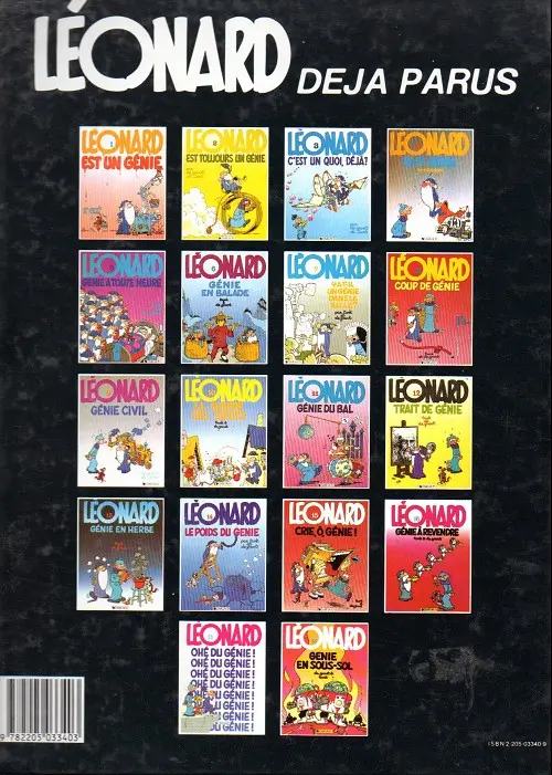 Verso de l'album Léonard Tome 15 Crie, ô, génie !