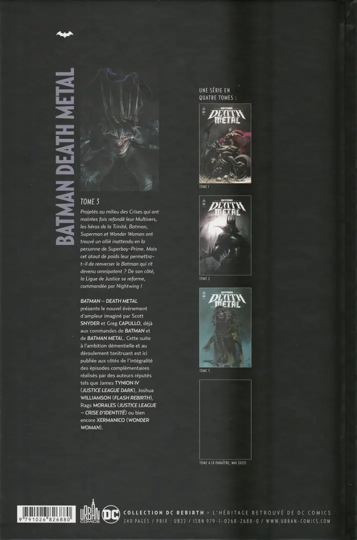 Verso de l'album Batman : Death Metal Tome 3