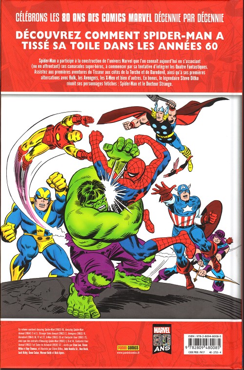 Verso de l'album Décennies - Marvel dans les années ... Années 60 - Spider-Man rencontre l'univers Marvel
