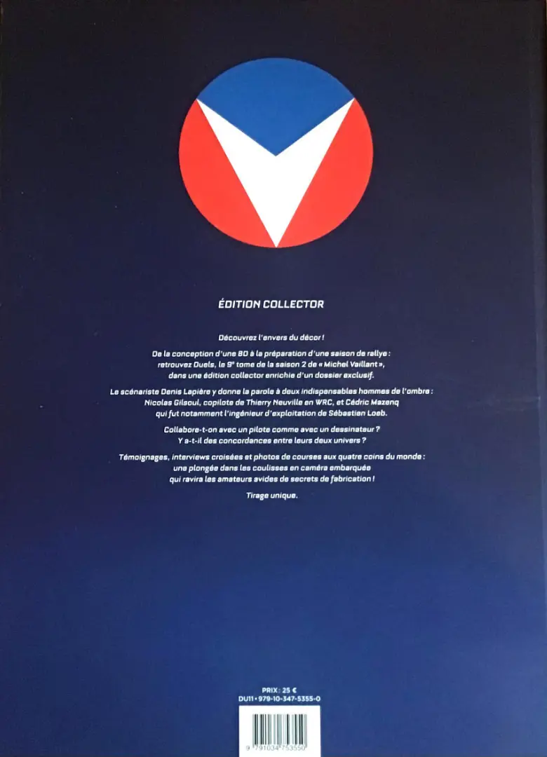 Verso de l'album Michel Vaillant Tome 9 Duels, l'envers du décor
