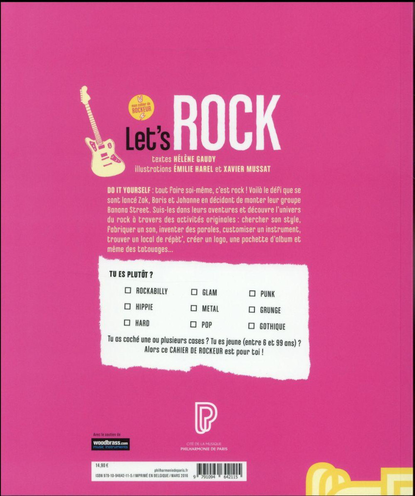 Verso de l'album Let's Rock Mon cahier de rockeur
