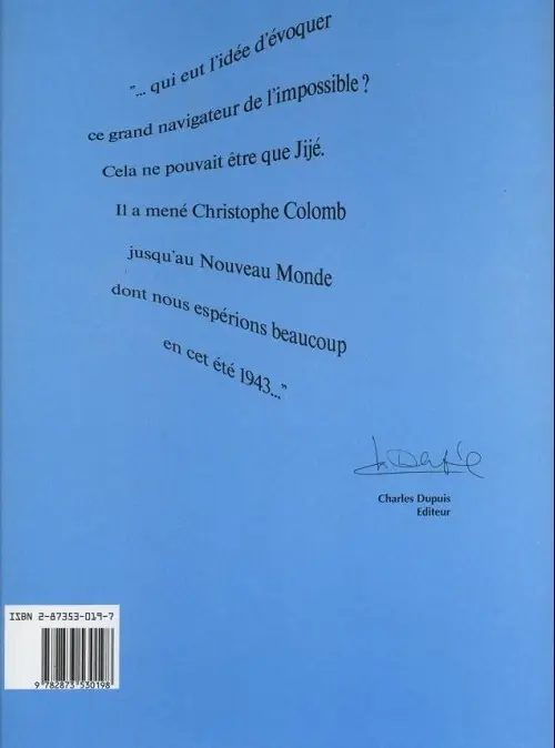 Verso de l'album Christophe Colomb Tome 1 Premier voyage
