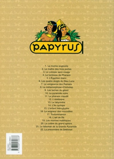 Verso de l'album Papyrus Tome 11 Le Pharaon maudit