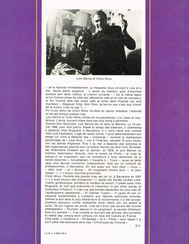 Verso de l'album Chroniques de l'innomé Tome 1